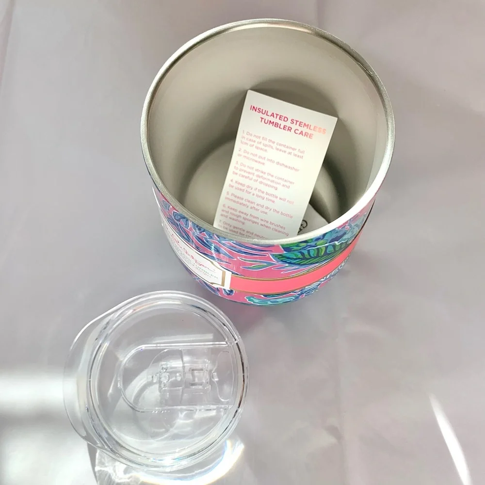 NEW Lilly Pulitzer Insulated Stemless Tumbler Pink Isle Lil Earned Stripes - Picture 2 of 15